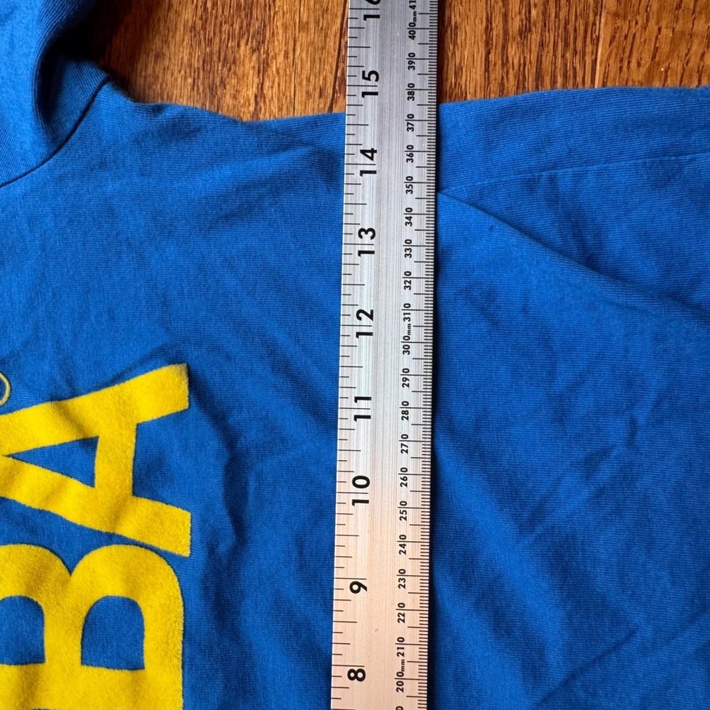 ABBA Official Merchandise Blue Yellow Ringer Tee Flocked Logo Shirt Small - Picture 5 of 6